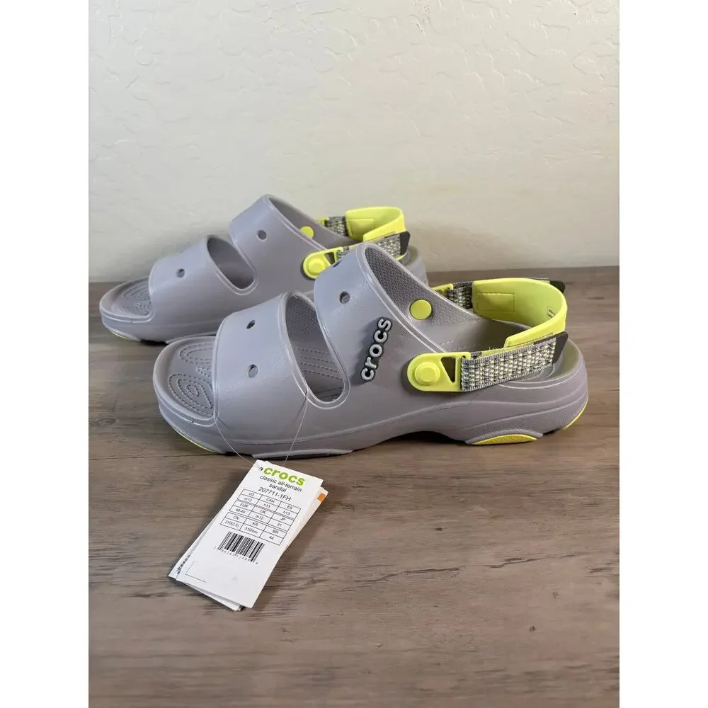 Crocs Classic All-Terrain Sandal Grey‎ Lime Green 207711-1FH Mens 13 Womens 15